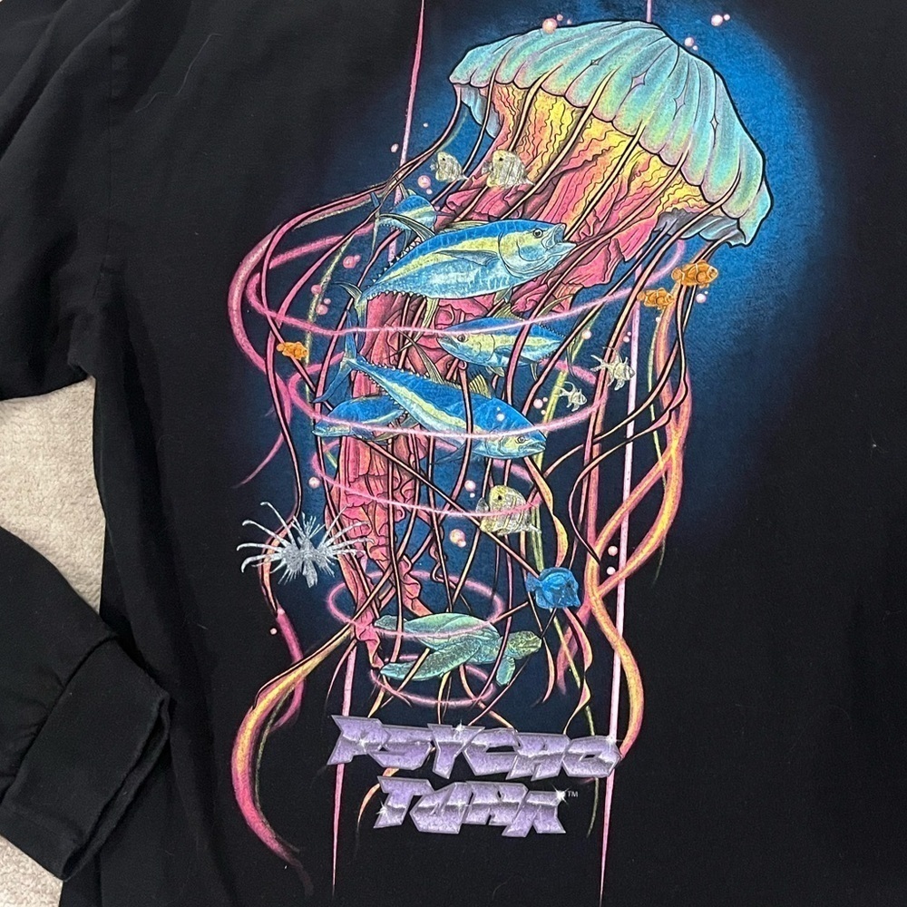 Pyscho Tuna Jellyfish Tropical Glow Long Sleeve Shirt organic cotton beach XXL - Picture 2 of 5
